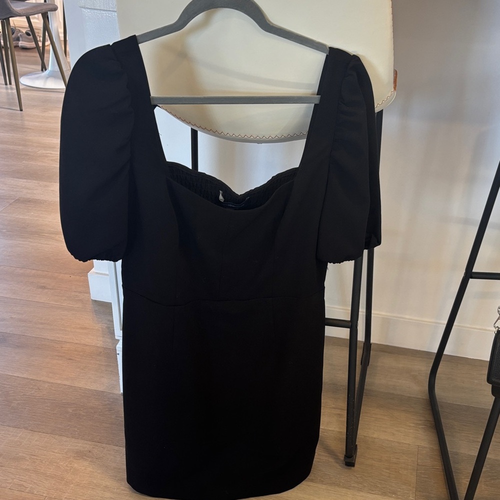 French Connection Elegant Black Puff Sleeve Mini Dress